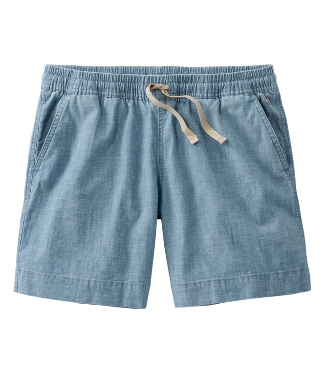 Women's Lakewashed Dock Shorts, Mid-Rise Chambray - LLBeanoutlets