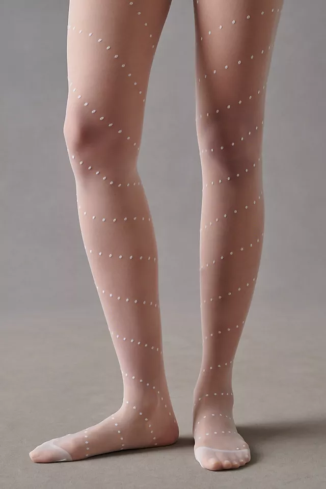 Swiss Dot Tights WHITE - LLBeanoutlets