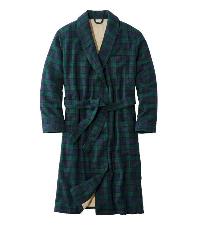 Men's Scotch Plaid Flannel Robe, Sherpa-Lined - LLBeanoutlets