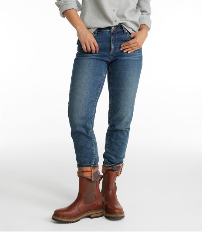 Women's Signature Lined Boyfriend Jeans, Low-Rise Straight-Leg Flannel-Lined - LLBeanoutlets