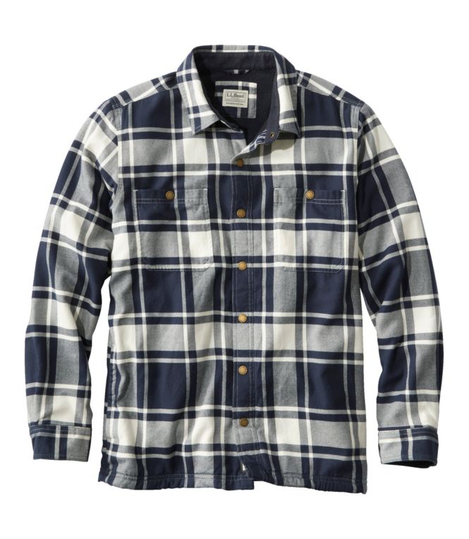Men's Fleece-Lined Flannel Shirt, Snap Front, Slightly Fitted - LLBeanoutlets