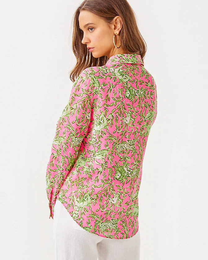 Sea View Linen Button Down Top - LLBeanoutlets
