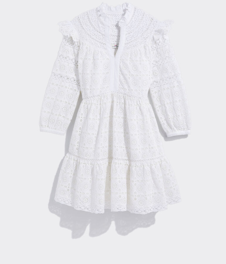Tiered Eyelet Ruffle Dress - LLBeanoutlets