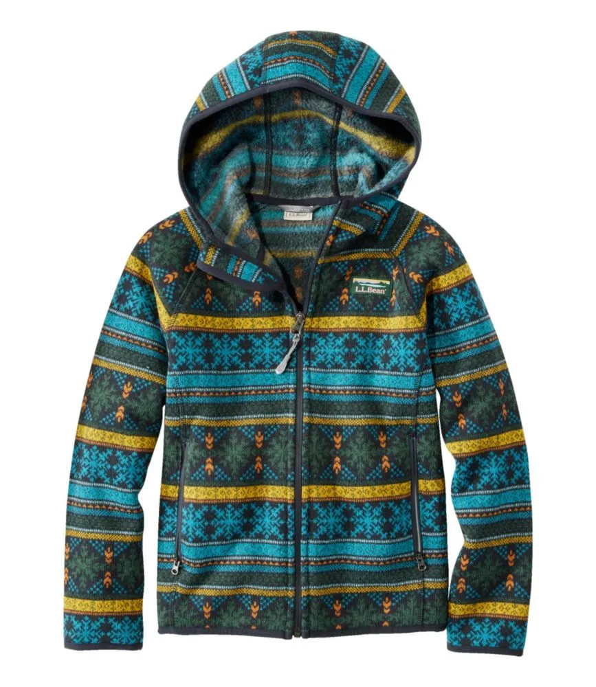 Kids' L.L.Bean Sweater Fleece, Hooded Print - LLBeanoutlets
