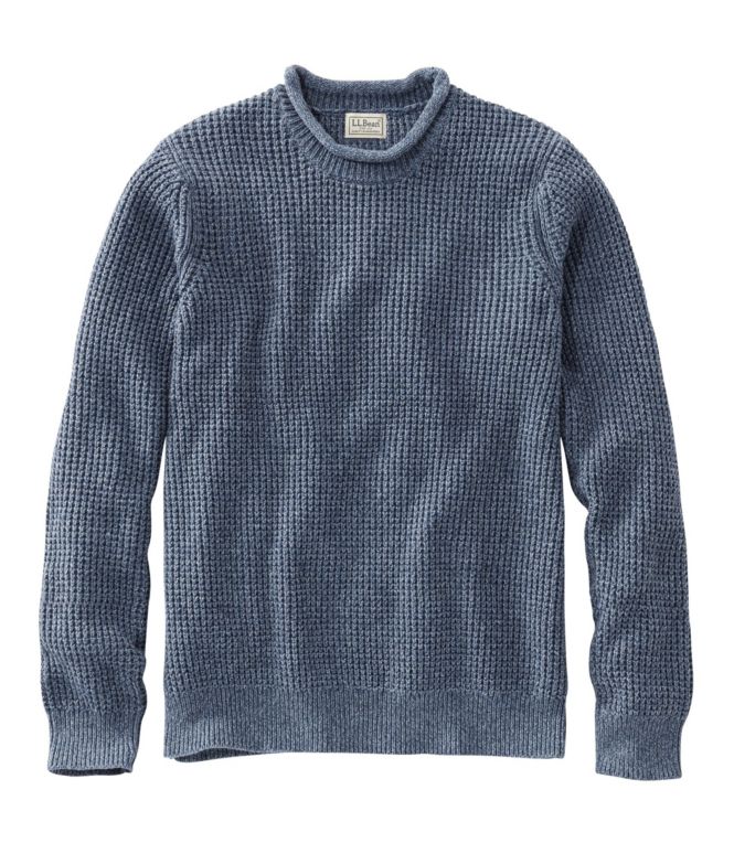Men's L.L.Bean Organic Cotton Waffle Sweater, Rollneck Crew - LLBeanoutlets