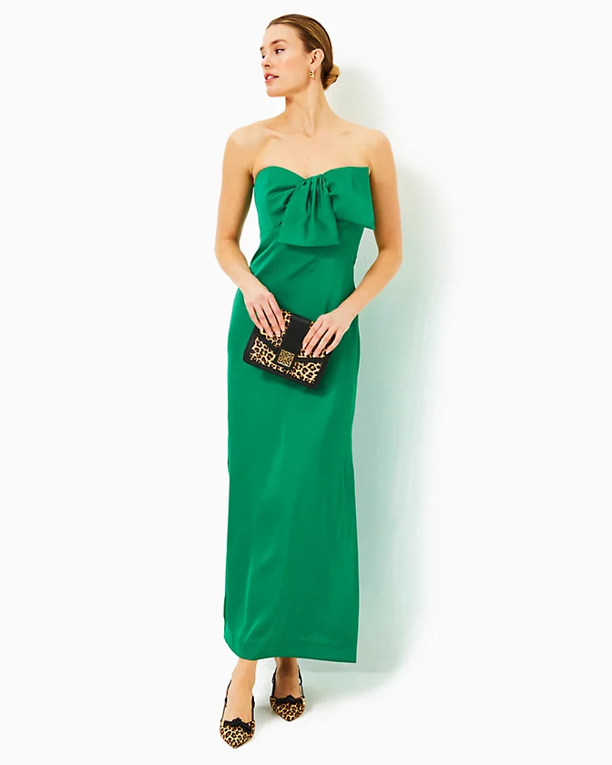 Carlynn Satin Maxi Bow Dress - LLBeanoutlets