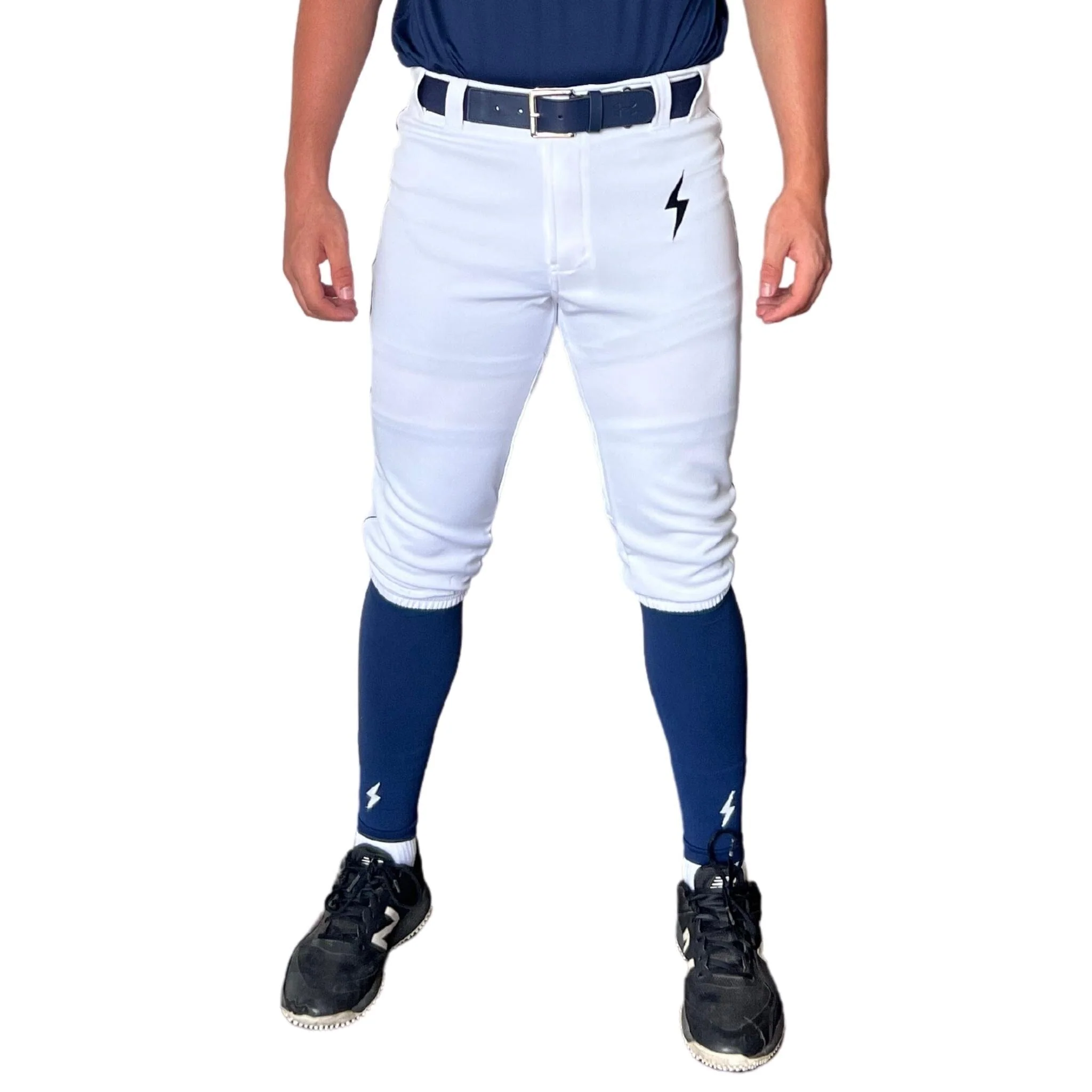 BRUCE BOLT Premium Pro Baseball Knicker - WHITE w/ Navy - LLBeanoutlets