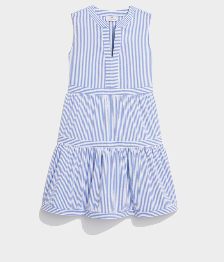 Harbor Seersucker Tiered Dress - LLBeanoutlets