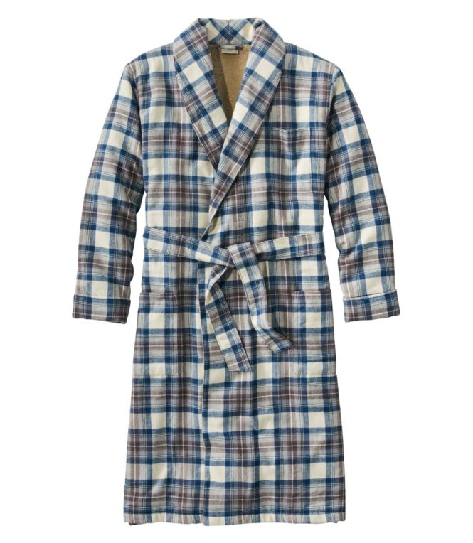 Men's Scotch Plaid Flannel Robe, Sherpa-Lined - LLBeanoutlets