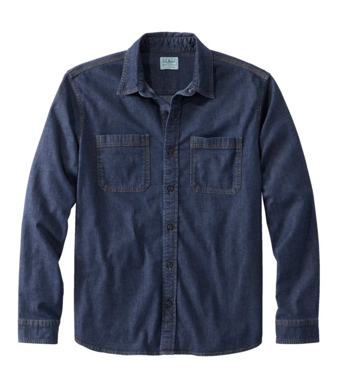 Men's BeanFlex? Denim Shirt, Slightly Fitted Untucked Fit, Long-Sleeve - LLBeanoutlets
