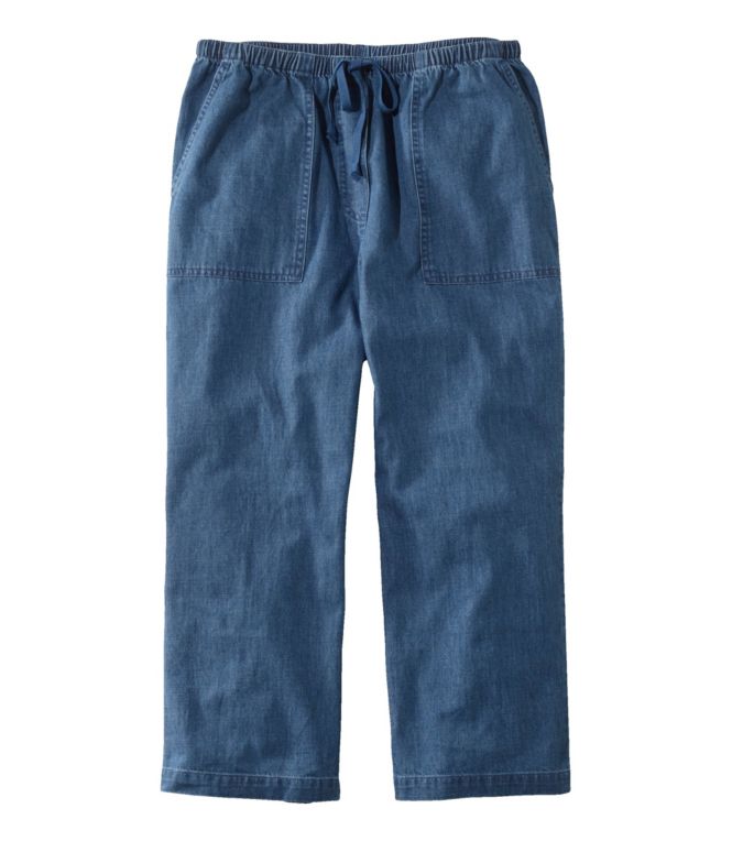 Women's Sunwashed Pants, Denim Straight-Leg Crop - LLBeanoutlets