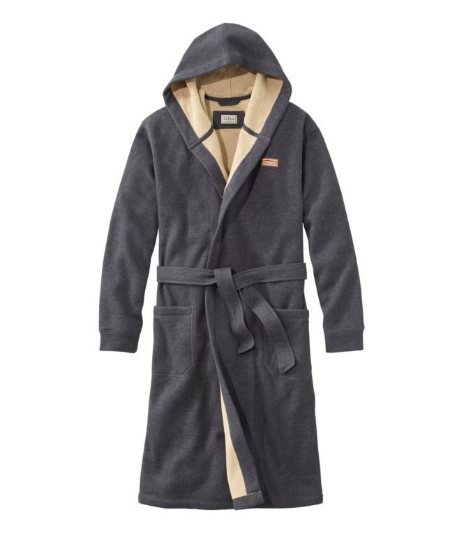 Men's Bonded Waffle Fleece Robe, Hooded - LLBeanoutlets
