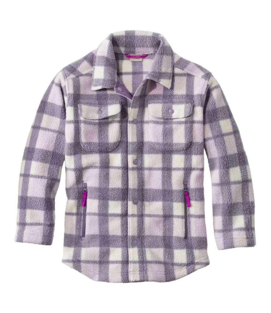 Kids' Cozy Fleece Shirt Jacket, Plaid - LLBeanoutlets