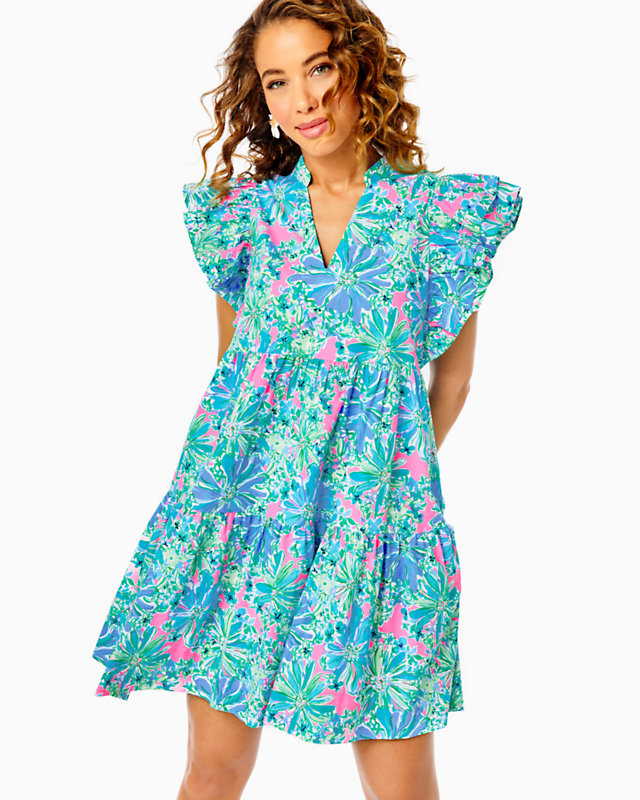 Aldena Ruffle Sleeve Cotton Dress - LLBeanoutlets