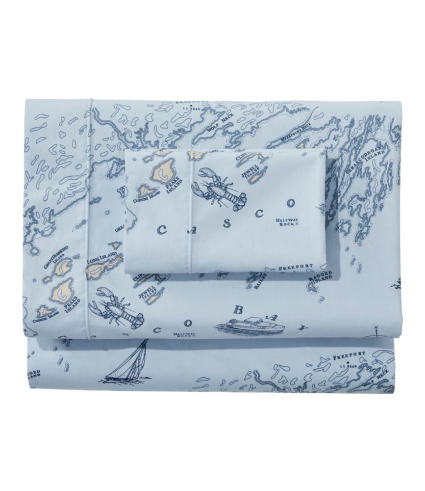 Nautical Map Percale Sheet Collection - LLBeanoutlets