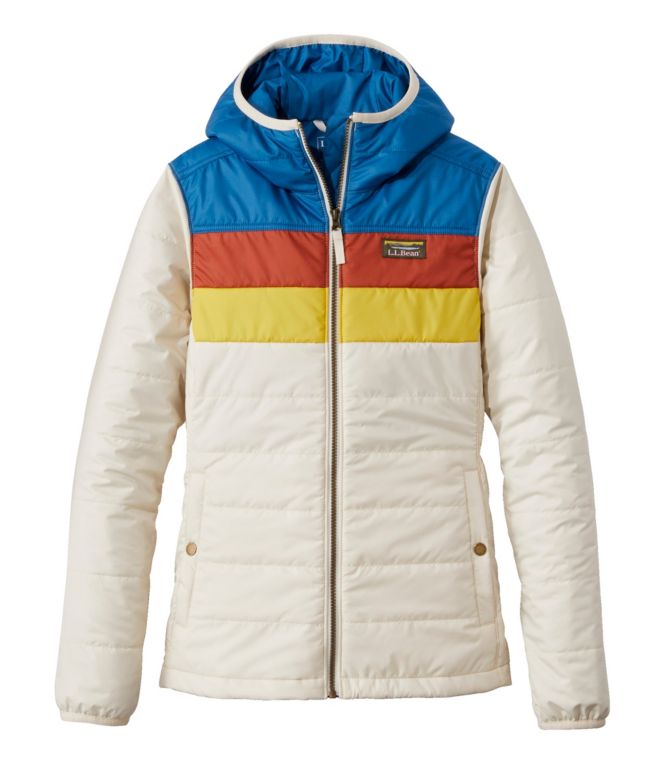 Women's Mountain Classic Puffer Hooded Jacket, Colorblock - LLBeanoutlets