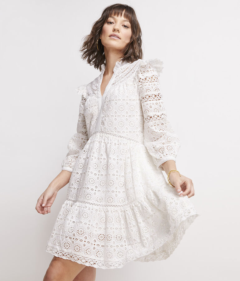 Tiered Eyelet Ruffle Dress - LLBeanoutlets