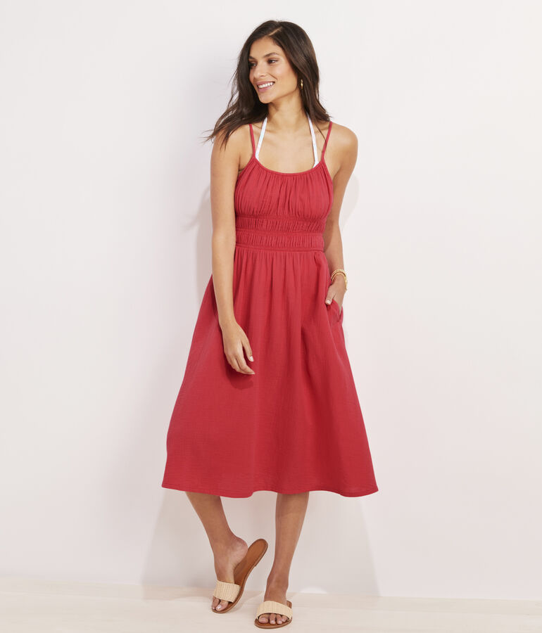 Seastitch Double Gauze Smocked Cover-Up - LLBeanoutlets