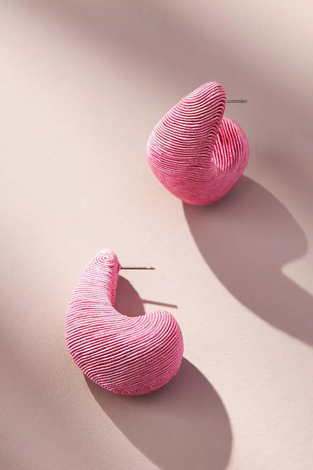 Textured Mod Huggie Earrings PINK - LLBeanoutlets