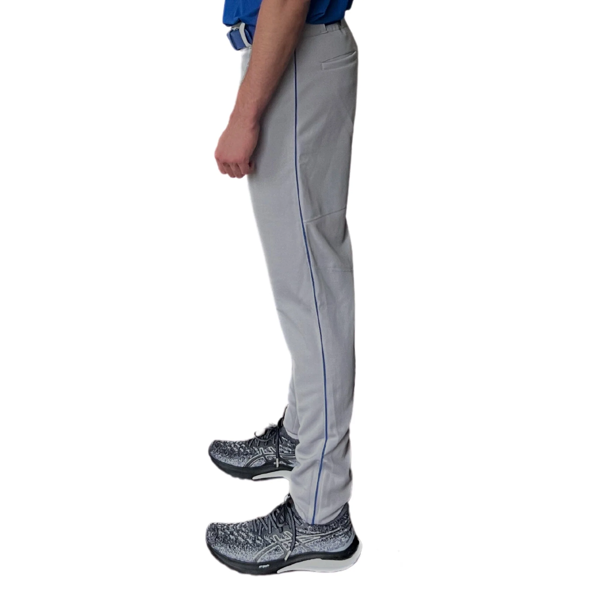 BRUCE BOLT Premium Pro Baseball Pant - GREY w/ Royal Piping - LLBeanoutlets