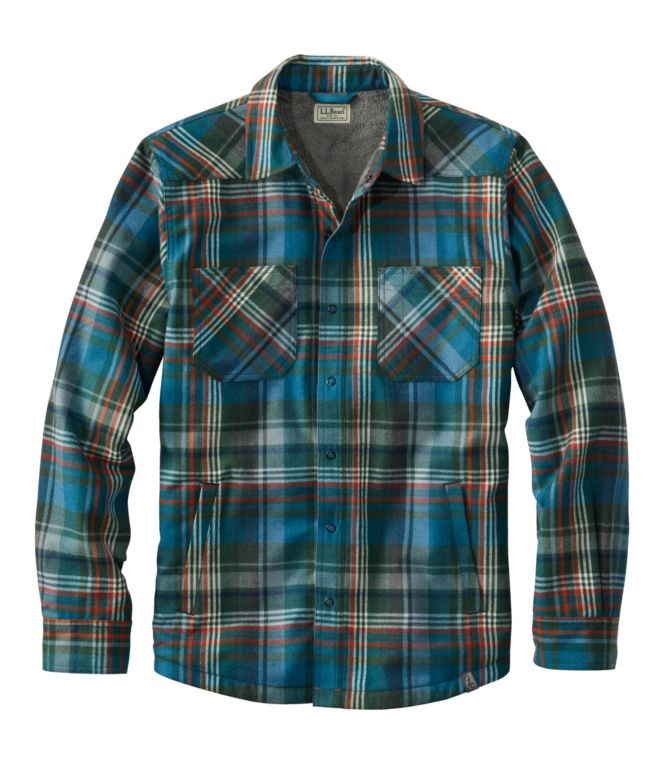 Men's Katahdin Performance Flannel Shirt-Jacket, Hi-Pile Fleece-Lined Plaid - LLBeanoutlets