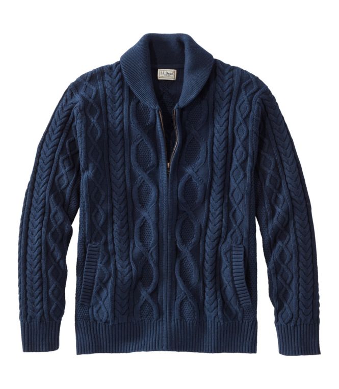 Men's Bean's Heritage Soft Cotton Fisherman Sweater, Full-Zip - LLBeanoutlets