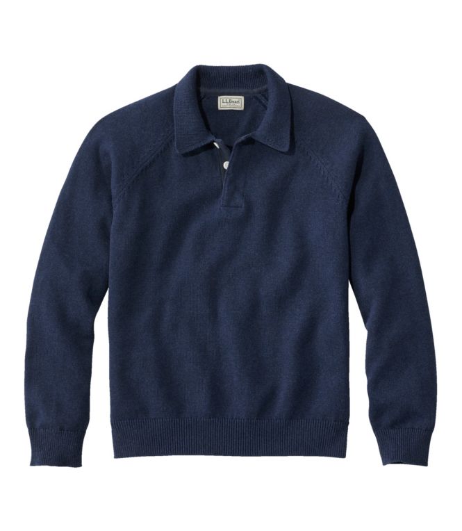 Men's Wicked Soft Cotton/Cashmere Sweater, Rugby Polo - LLBeanoutlets