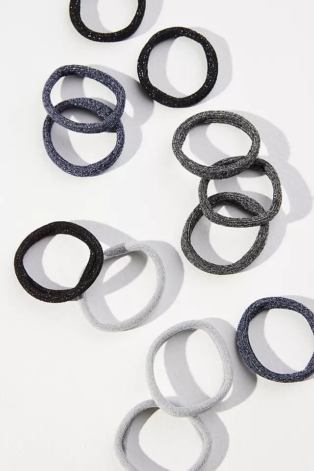 KITSCH Glitter Elastic Hair Ties BLACK MOTIF - LLBeanoutlets