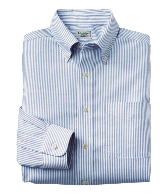 Men's Wrinkle-Free Classic Oxford Cloth Shirt, Traditional Fit University Stripe - LLBeanoutlets
