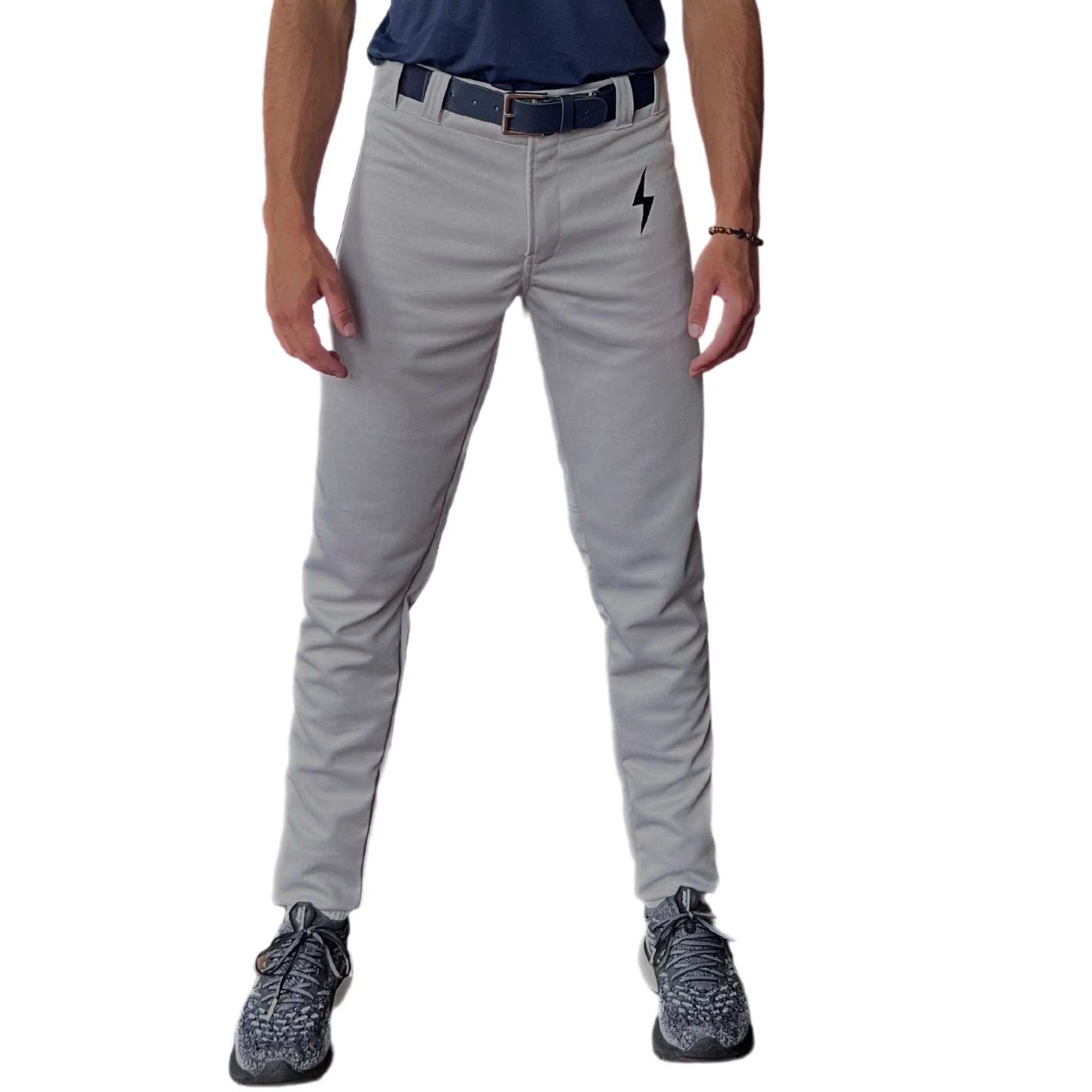BRUCE BOLT Premium Pro Baseball Pant - GREY w/ Navy Piping - LLBeanoutlets