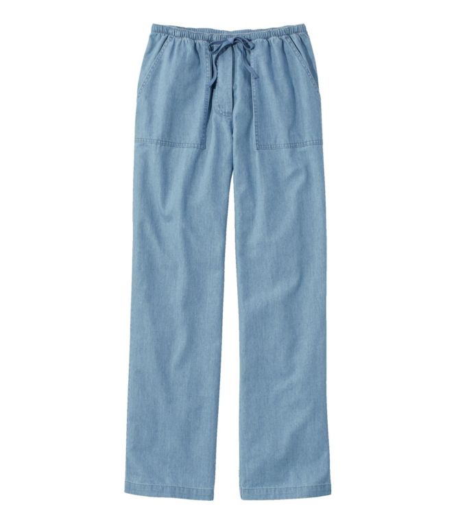 Women's Sunwashed Denim Pants, Straight-Leg - LLBeanoutlets