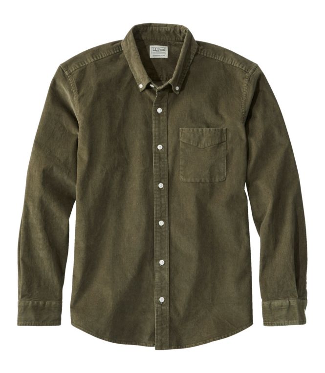 Men's Comfort Stretch Corduroy Shirt, Long-Sleeve, Traditional Untucked Fit - LLBeanoutlets