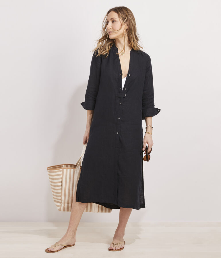 Linen Buttondown Midi Coverup - LLBeanoutlets