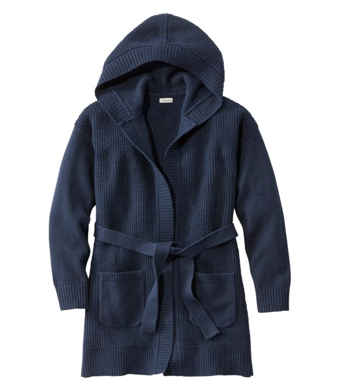 Women's All-Day Waffle Sweater, Hooded Wrap Cardigan - LLBeanoutlets