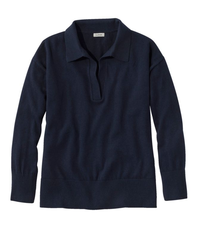 Women's Cotton/Cashmere Sweater, Polo - LLBeanoutlets