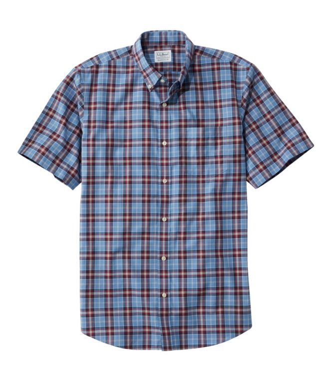 Men's Wrinkle-Free Kennebunk Sport Shirt, Traditional Fit Short-Sleeve Check - LLBeanoutlets