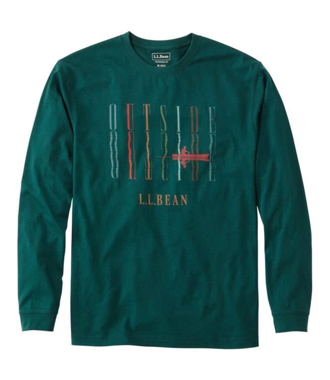 Men's Carefree Unshrinkable Tee, L.L.Bean Logo, Long-Sleeve - LLBeanoutlets