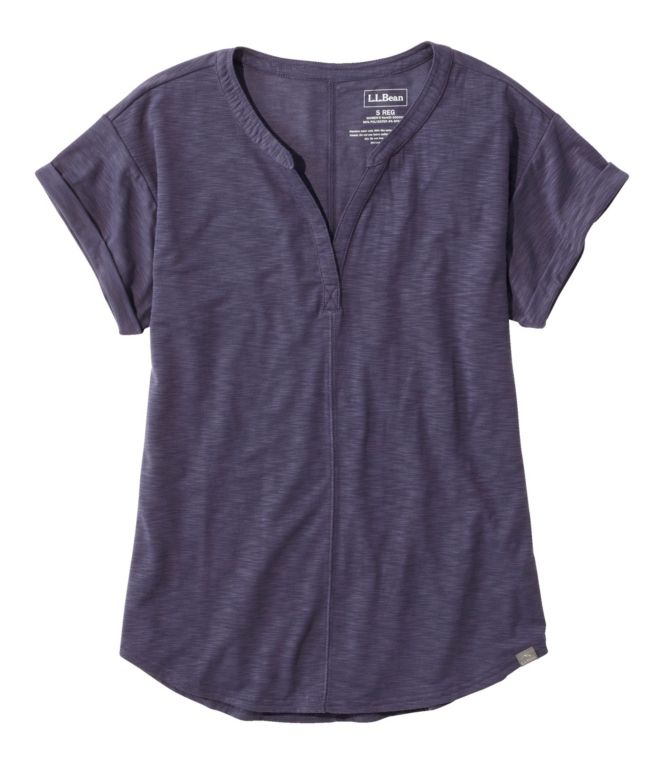 Women's Streamside Tee, Short-Sleeve Splitneck - LLBeanoutlets