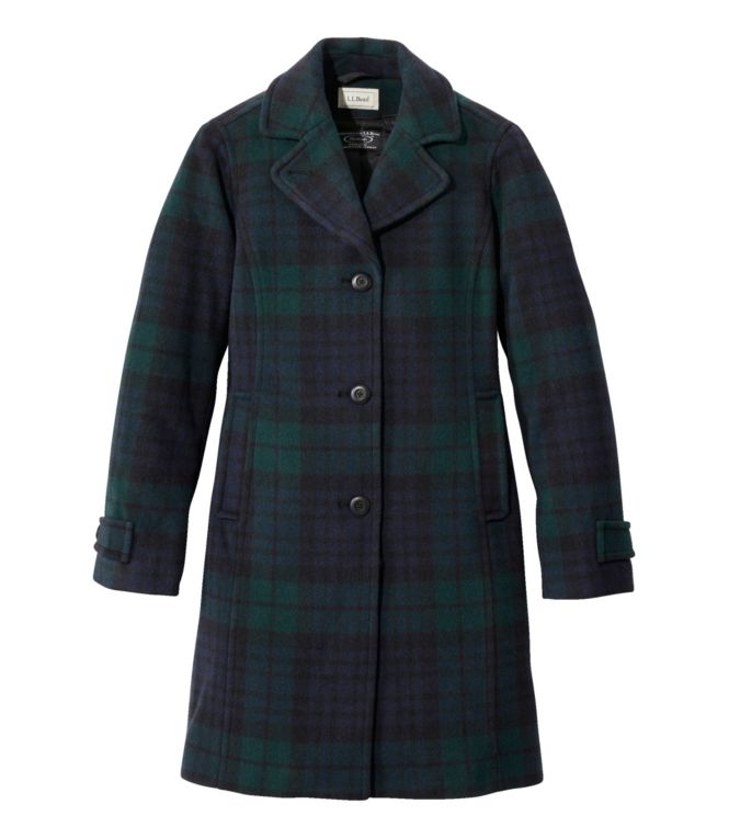 Women's Classic Lambswool Polo Coat, Three-Quartern, Pattern - LLBeanoutlets