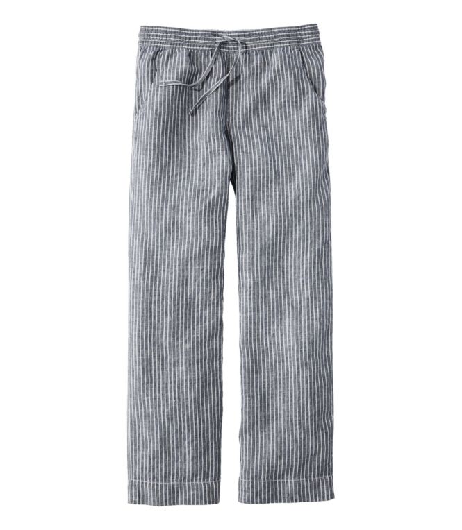 Women's Premium Washable Linen Pull-On Pants, Stripe - LLBeanoutlets