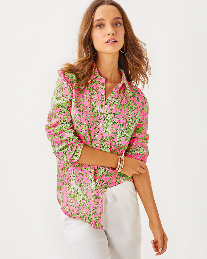 Sea View Linen Button Down Top - LLBeanoutlets