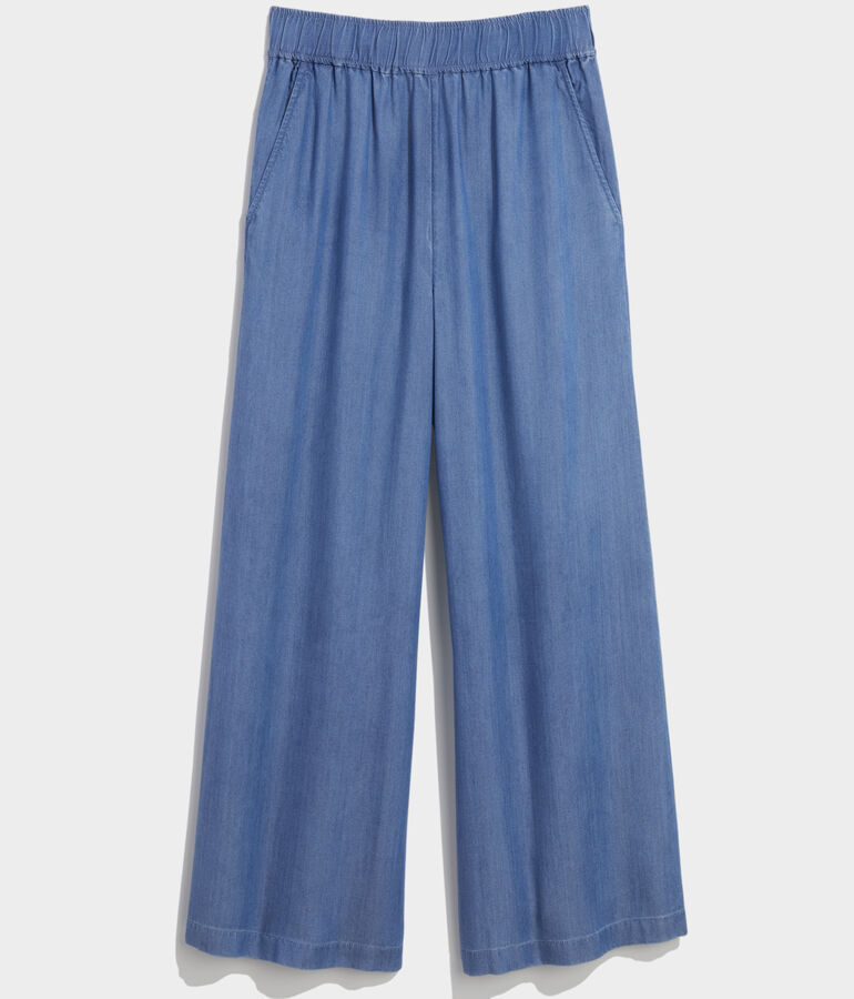 Wide Leg Chambray Pants - LLBeanoutlets
