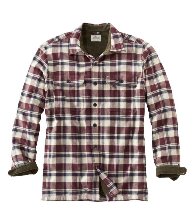 Men's Fleece-Lined Flannel Shirt, Traditional Fit - LLBeanoutlets