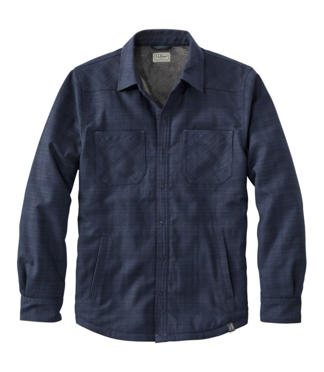 Men's Katahdin Performance Flannel Shirt-Jacket, Hi-Pile Fleece-Lined Solid - LLBeanoutlets