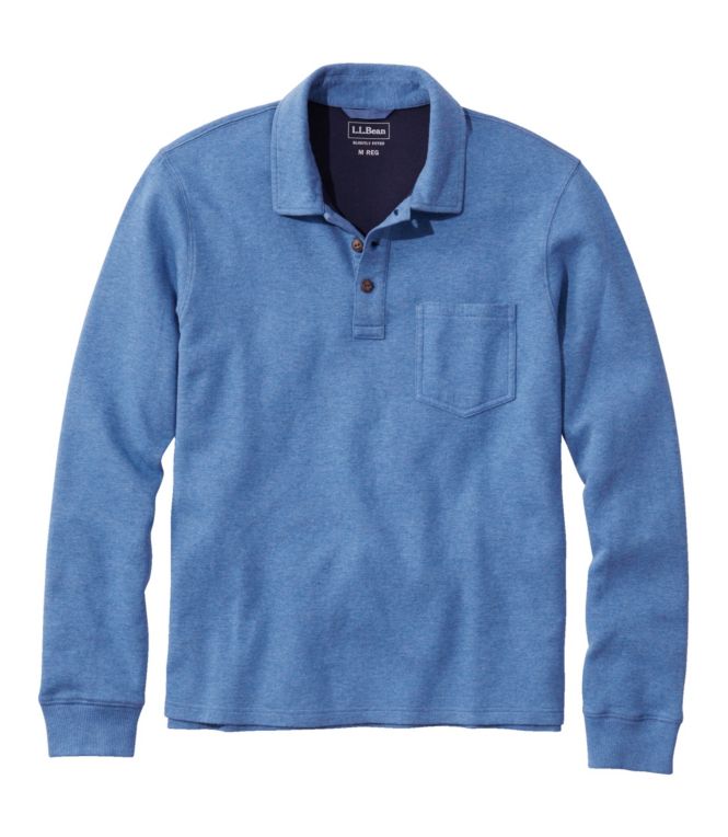 Men's Washed Cotton Double-Knit Polo, Long-Sleeve - LLBeanoutlets