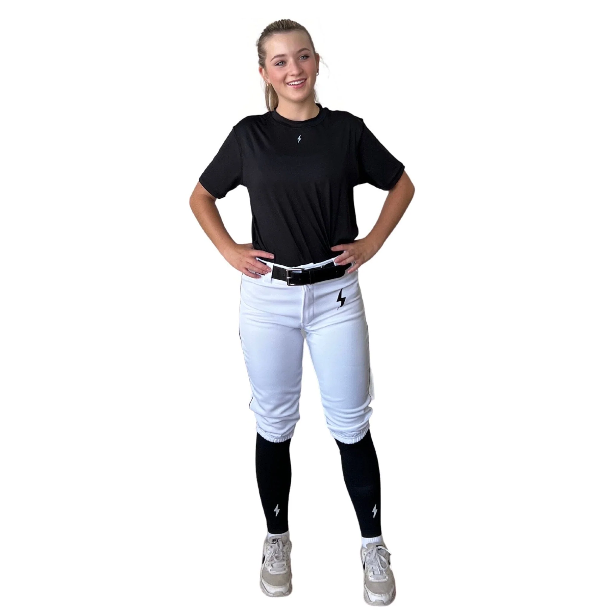 BRUCE BOLT Premium Pro Softball Knicker - WHITE w/ Black - LLBeanoutlets