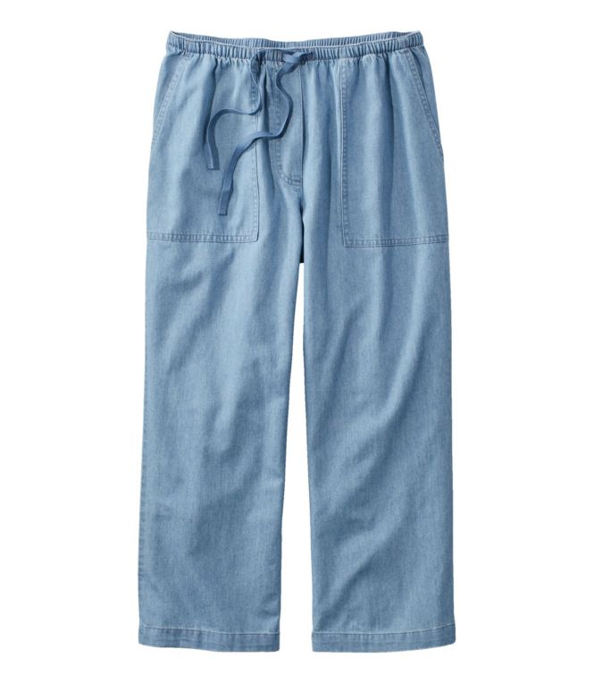 Women's Sunwashed Pants, Denim Straight-Leg Crop - LLBeanoutlets