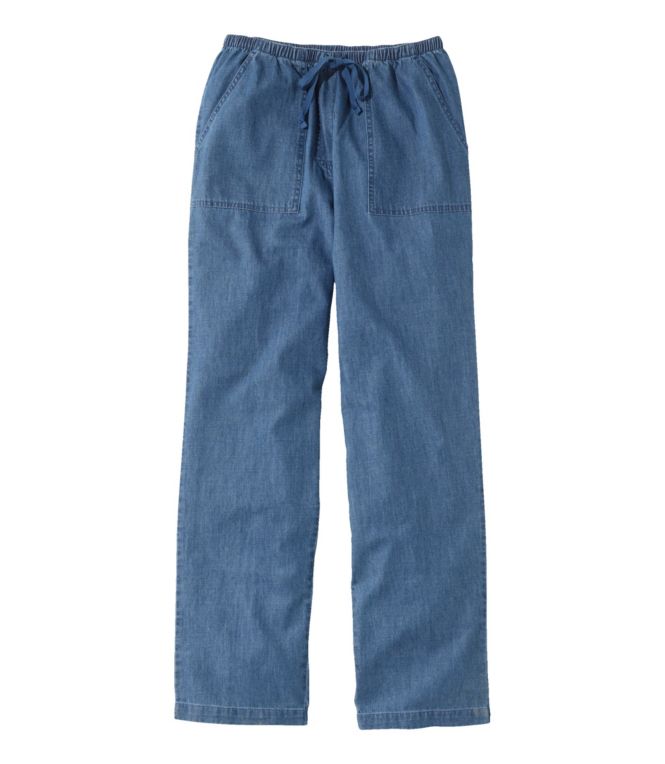 Women's Sunwashed Denim Pants, Straight-Leg - LLBeanoutlets