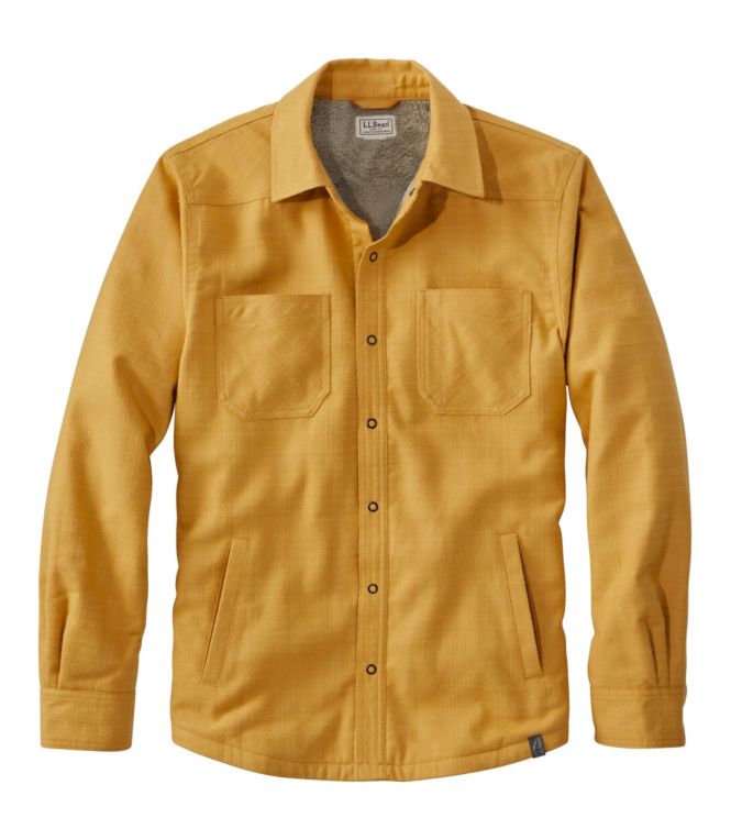 Men's Katahdin Performance Flannel Shirt-Jacket, Hi-Pile Fleece-Lined Solid - LLBeanoutlets
