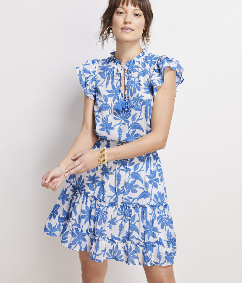 Floral Smocked Waist Dress - LLBeanoutlets